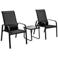3PCS Adjustable Back Stackable Chairs Side Table Set Black N768