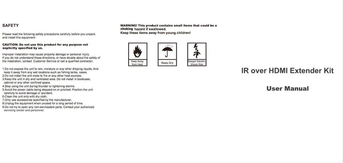 IR Emitter, IR Extender, Remote Control Extender Kit with IR Signal Receiver and 2 HDMI Adapters N5548
