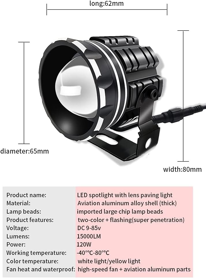 120W T5 LED Spotlight Two Color Strobe Work Light Three Modes Headlight with Lens T406609