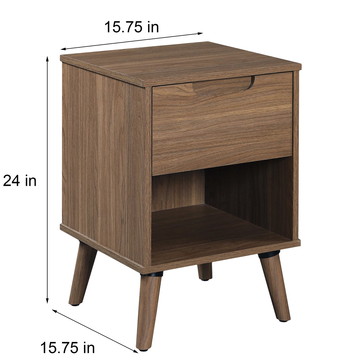 1 Drawer Brown Walnut Nightstand Z1463