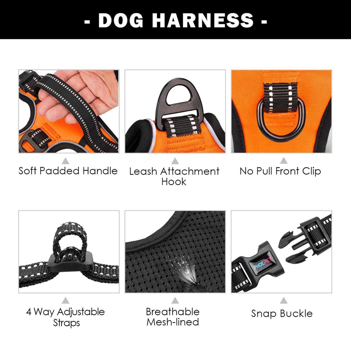 No Pull Reflective Dog Harness with Handle U711036