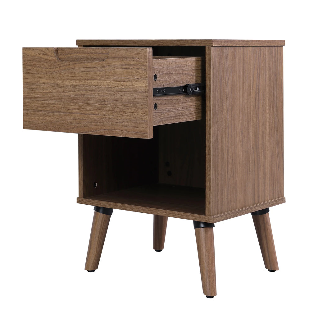 1 Drawer Brown Walnut Nightstand Z1463