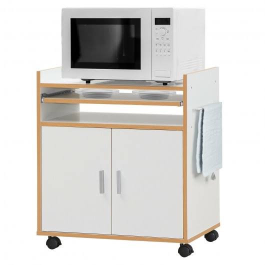 Rolling Kitchen Trolley Microwave Cart Storage Cabinet with Removable Shelf E5717