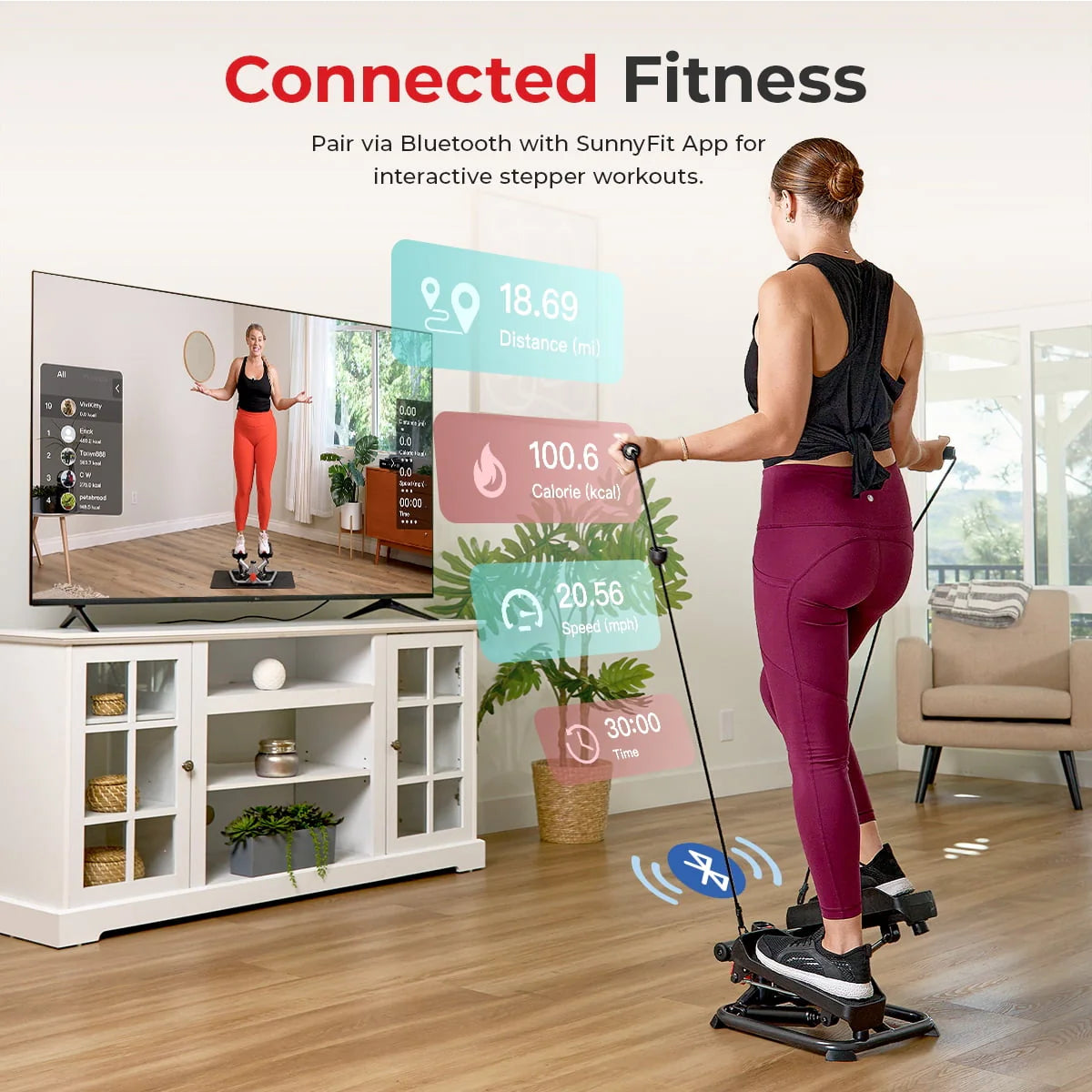 2-in-1 Stepper Machine with Resistance Bands H4139
