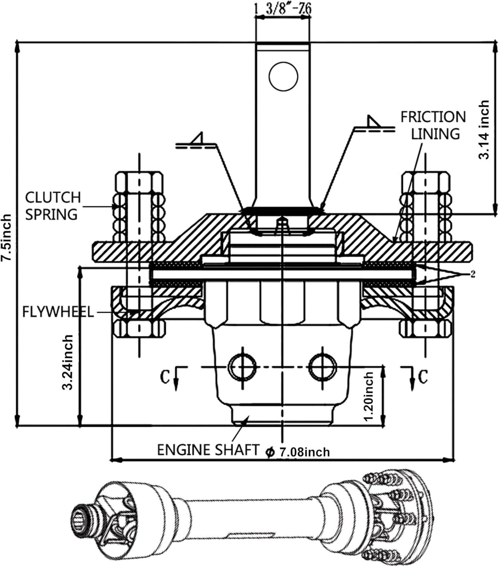 1 3/8 PTO Slip Clutch Carburized Steel Adjustable G95198