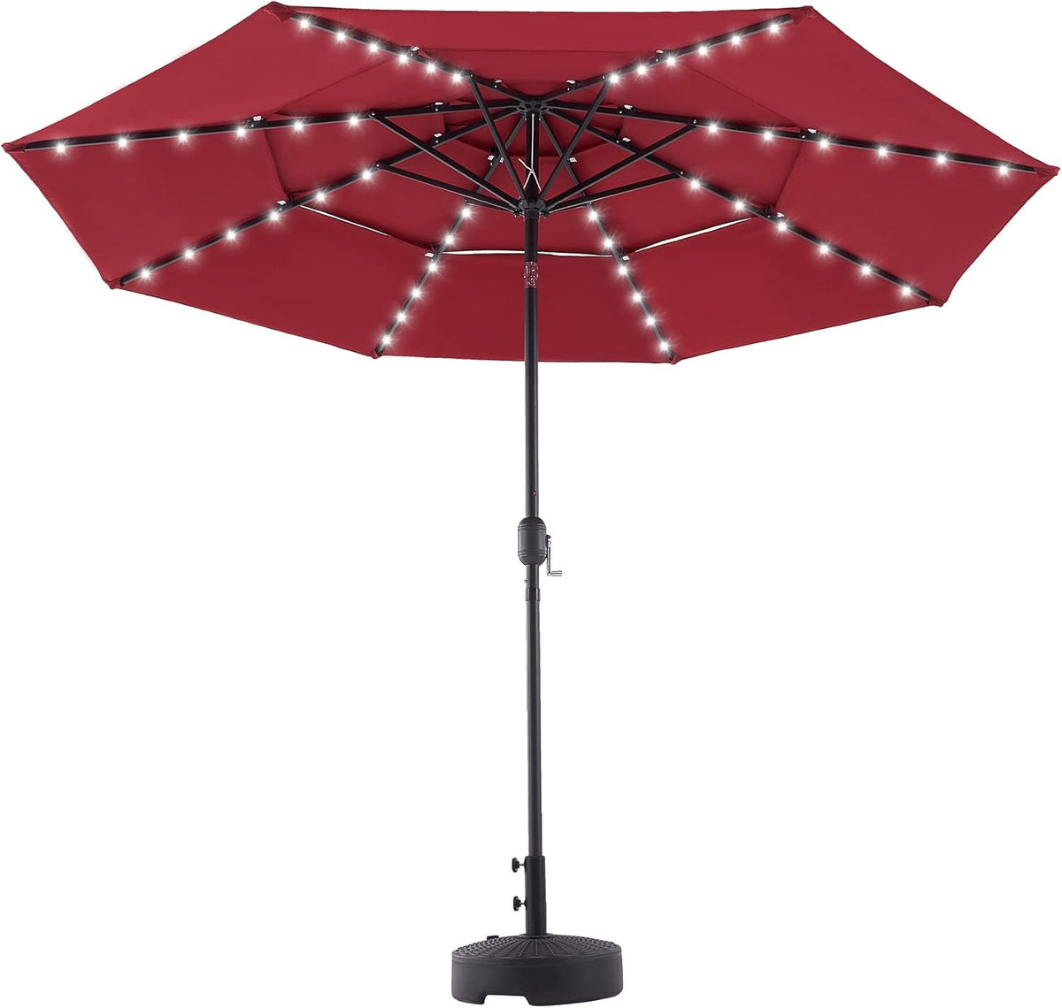 10' LED Solar Patio Umbrella with 30UPF Canopy C352419