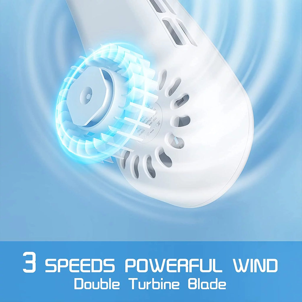 Portable Bladeless Neck Fan, USB Rechargeable, 3 Speeds L23926