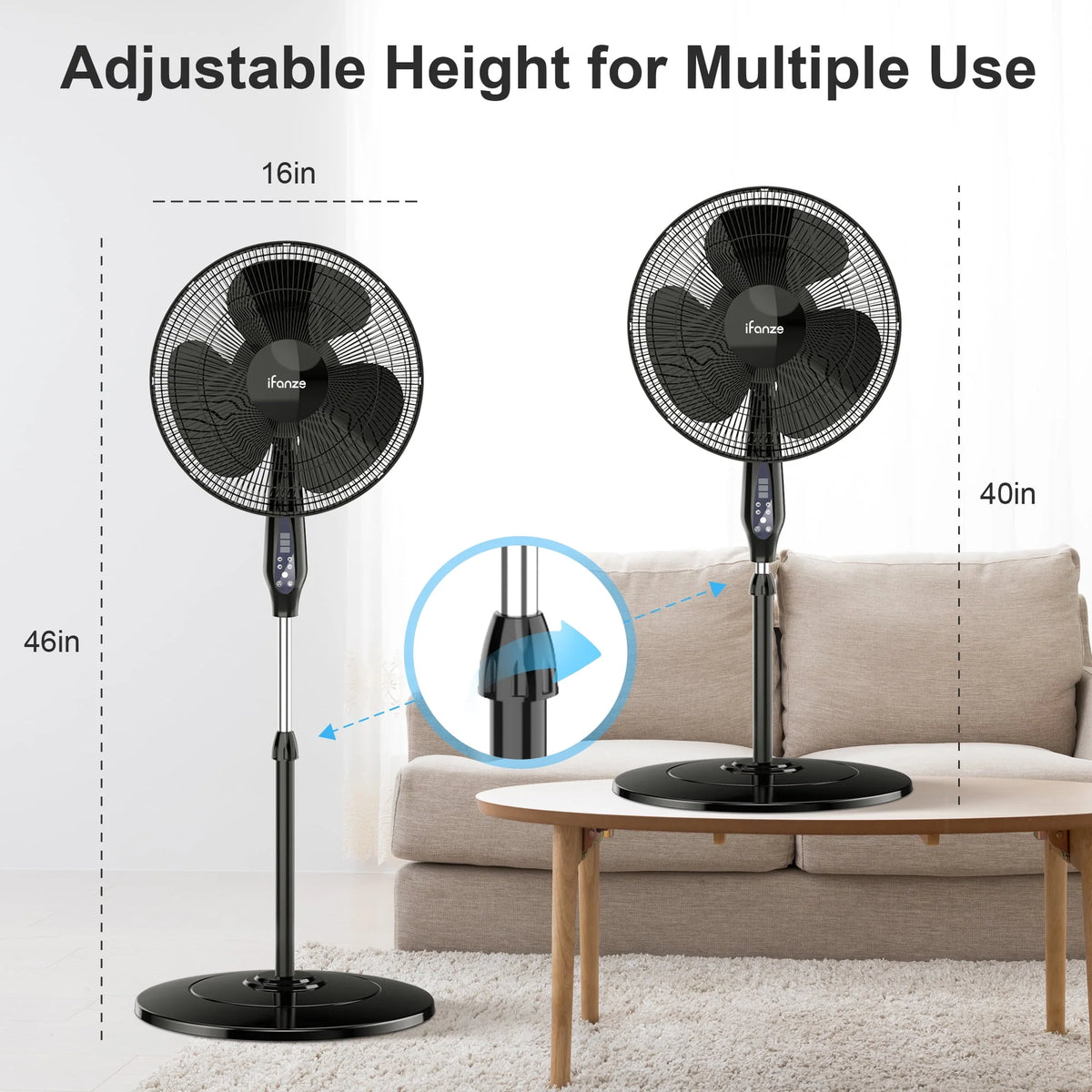 16'' Pedestal Oscillating Fan with Remote Control T214