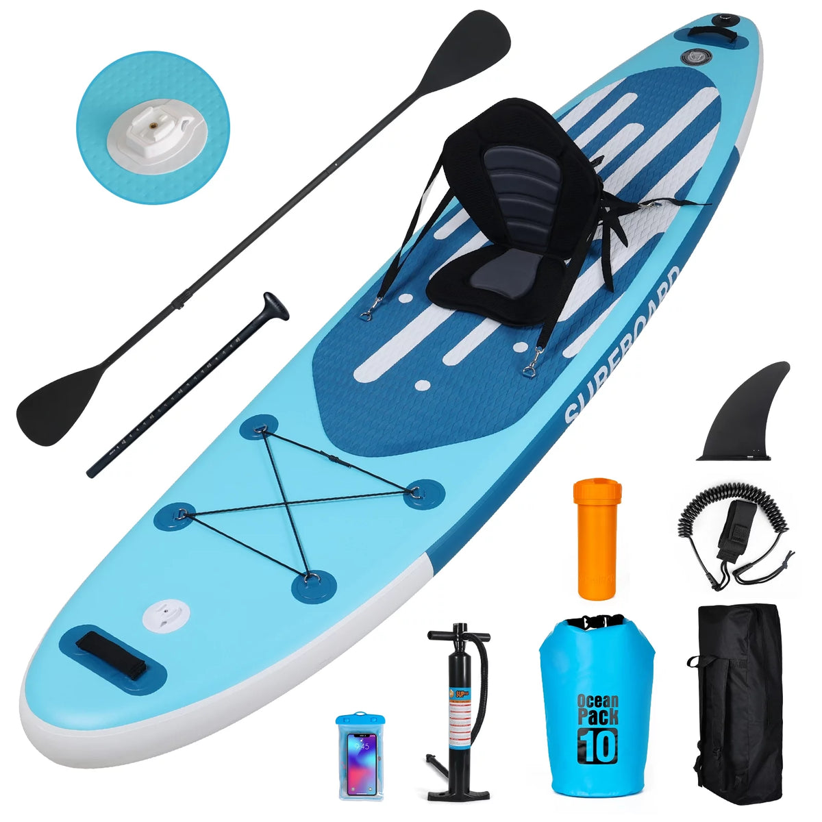 11 Ft Inflatable Stand Up Paddle Board and Sit-on Kayak Set B5524