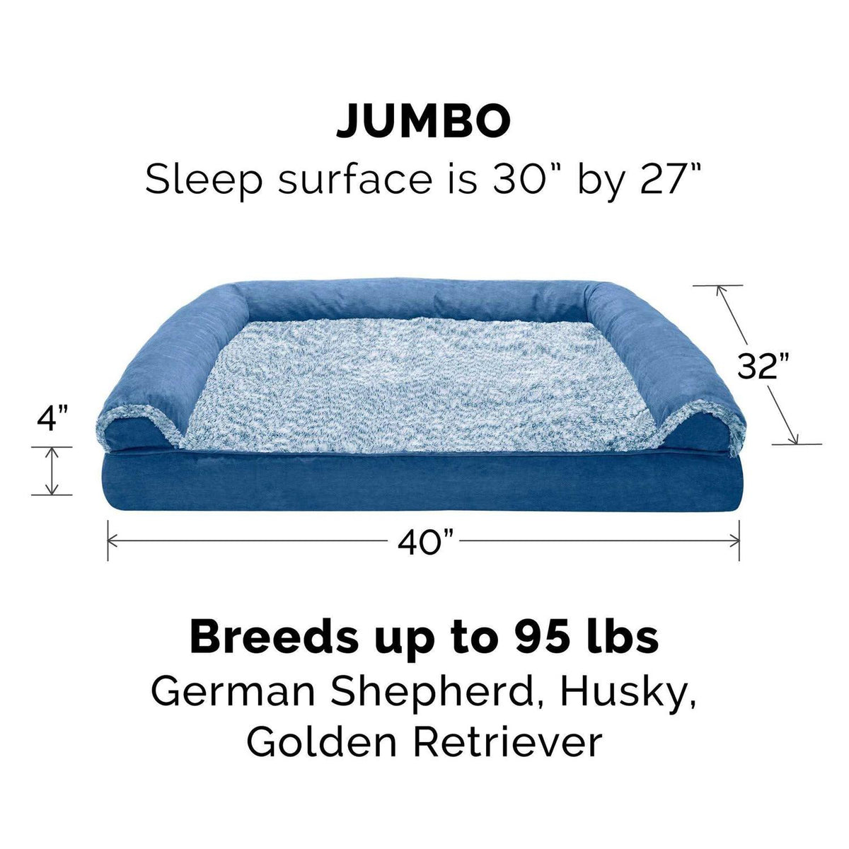 Two-Tone Faux Fur Suede Orthopedic Sofa Dog Bed S888