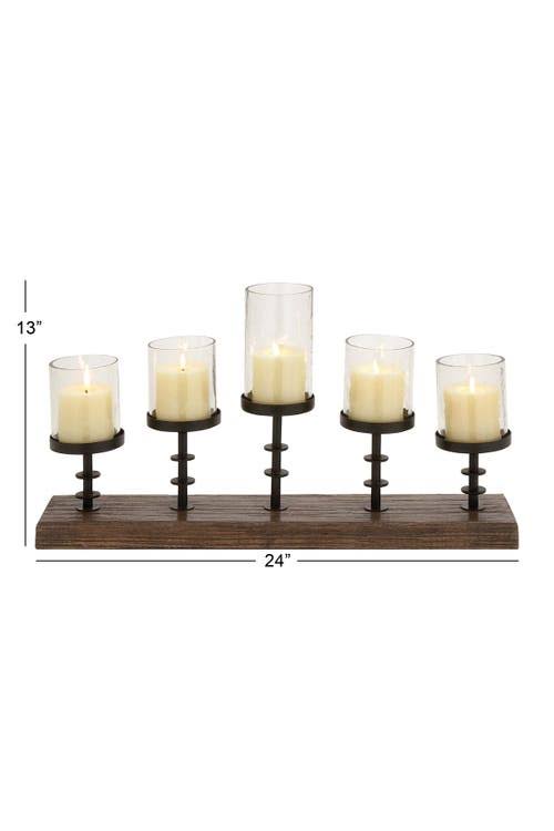 Wood Metal Glass Candelabra I840437