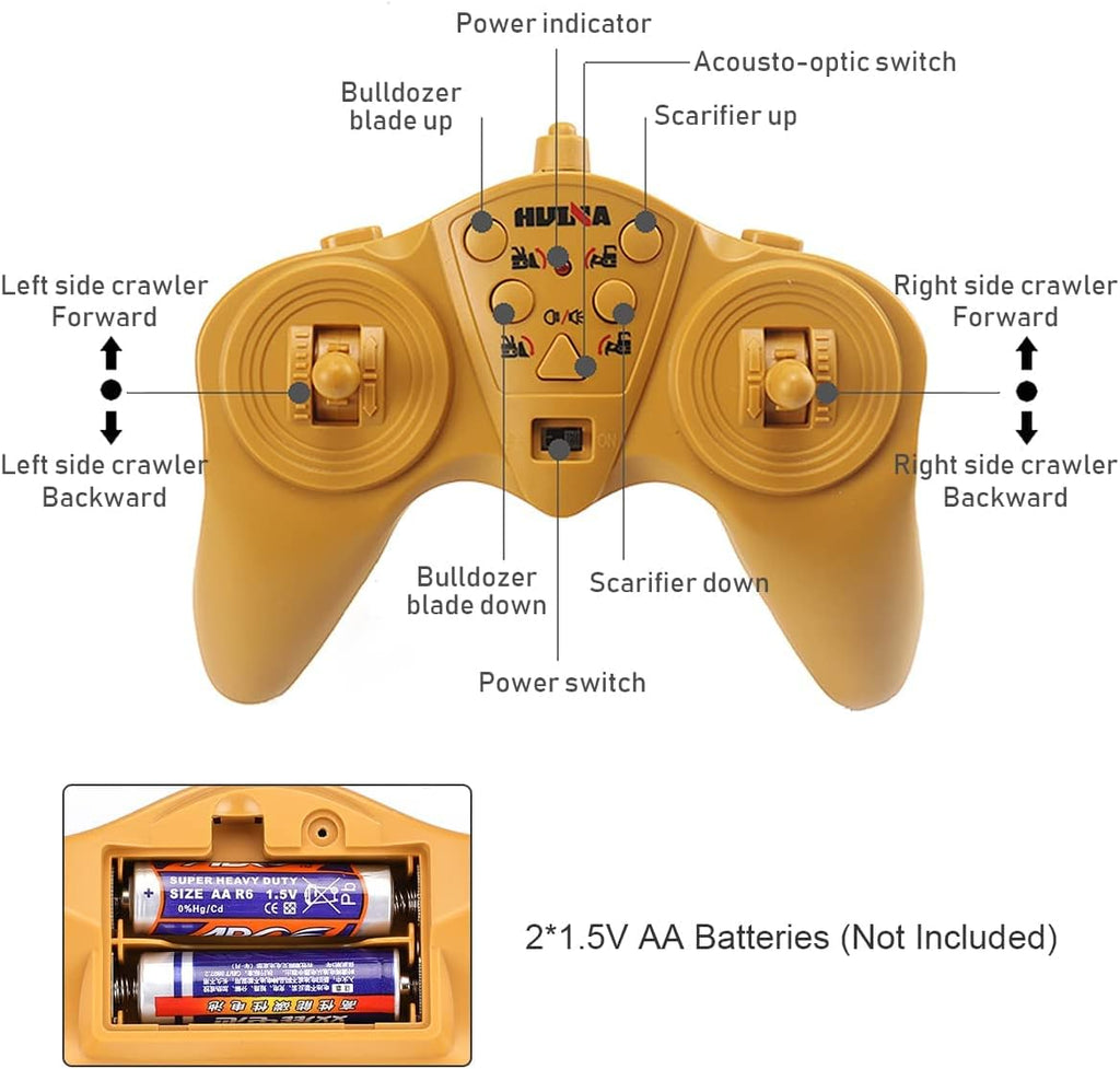 1/16 Scale 9 Channel RC Bulldozer Construction Toy Vehicle with Light and Sound A22492