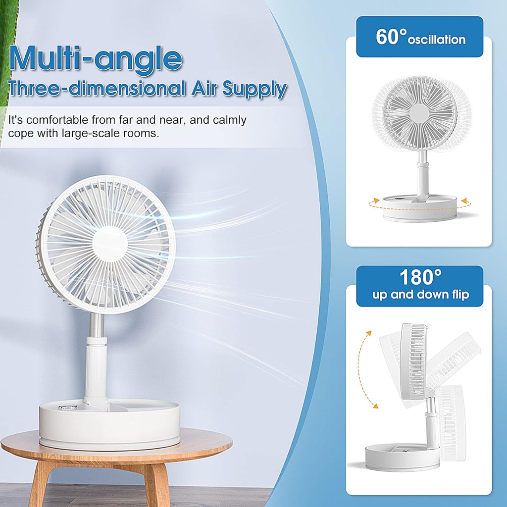 Portable Oscillating Standing Fan with Remote, 7.8 Foldable Rechargeable Quiet Fan P6064