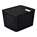 Large Black Resin Wicker Storage Bin J410