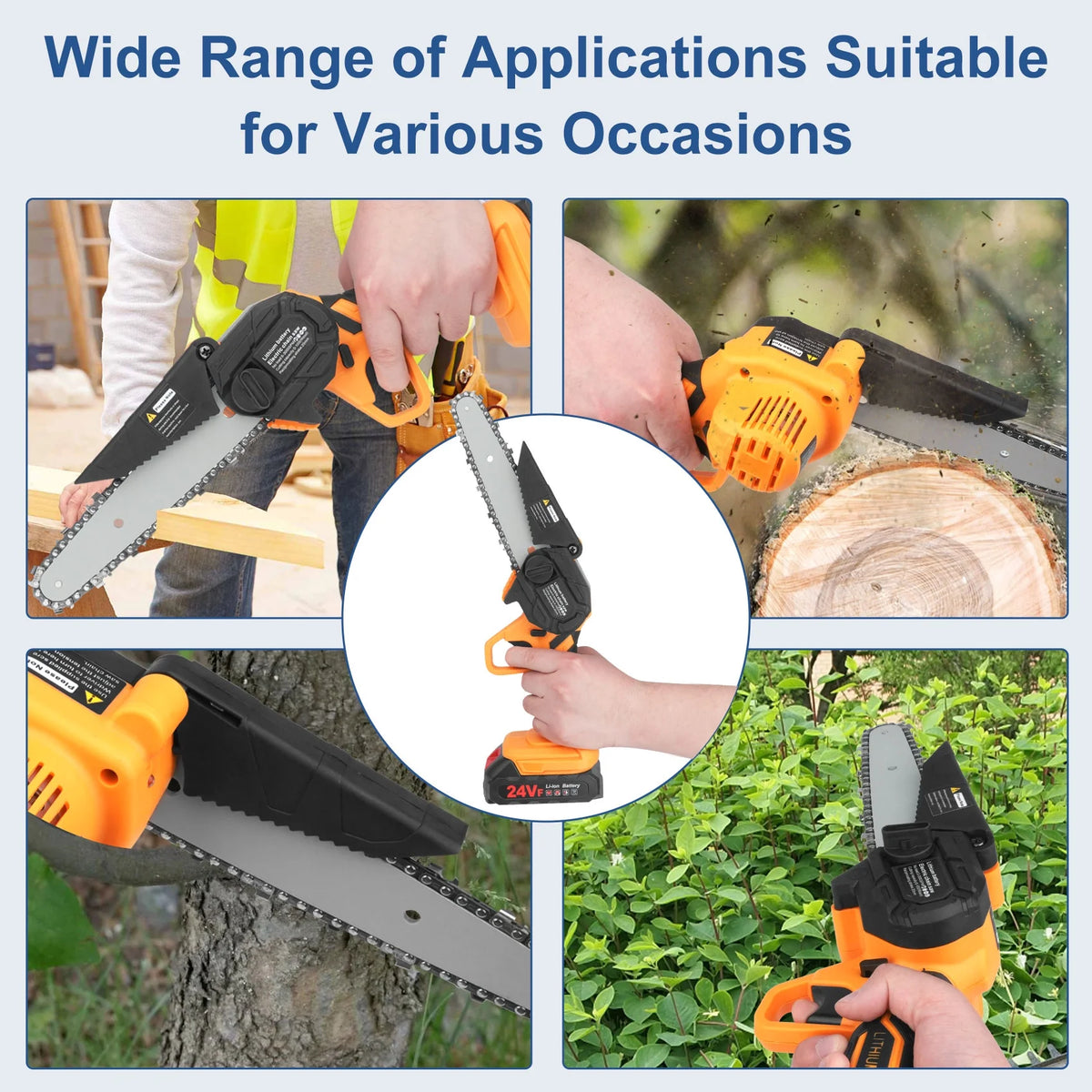 Battery Powered 6-inch Mini Chainsaw with 2 Batteries 2 Chains G1235