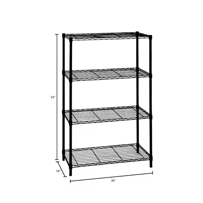 4-Tier Black Steel Wire Shelving Unit U522
