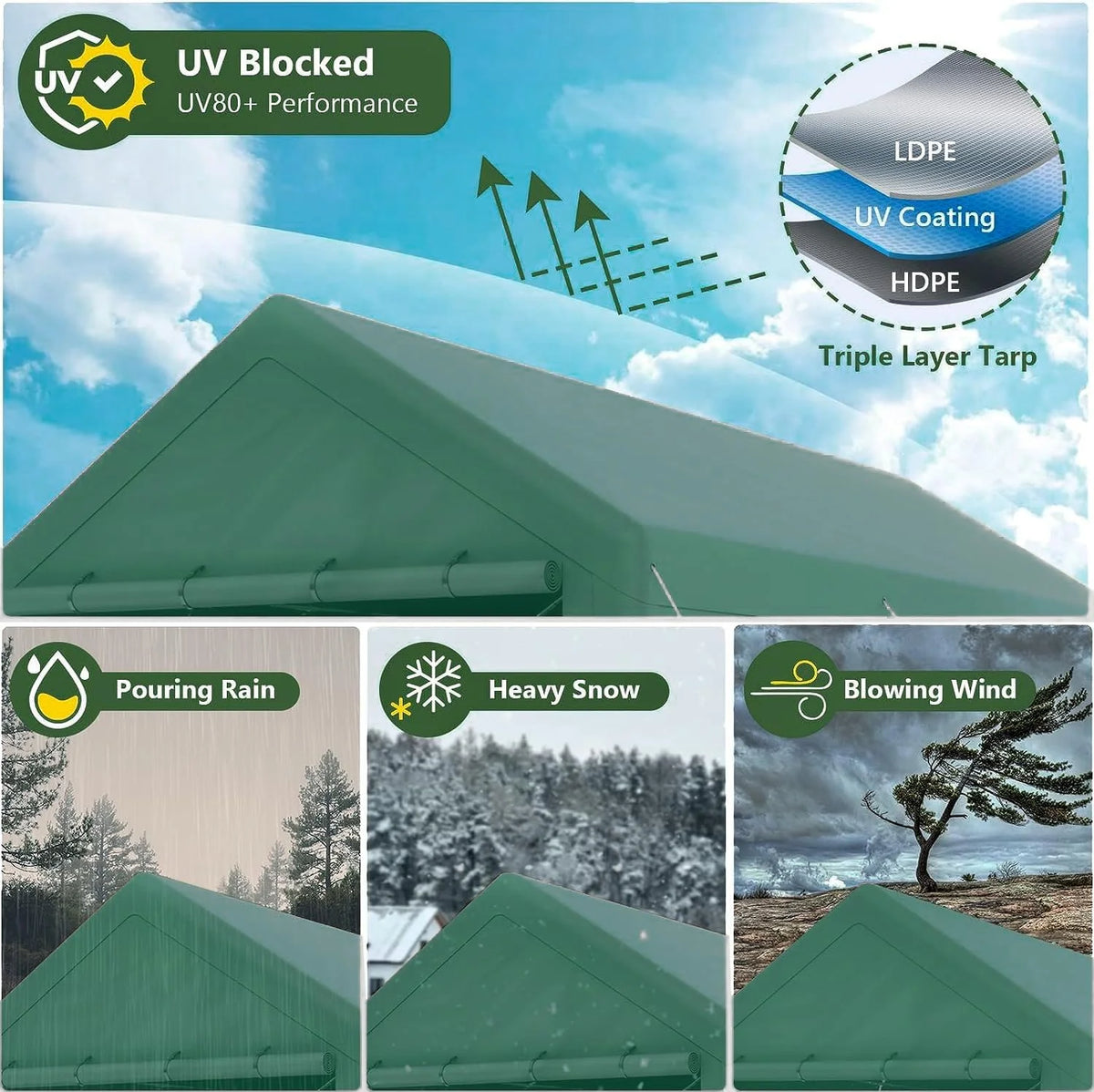 10 x 20ft Steel Carport with Side Walls O815