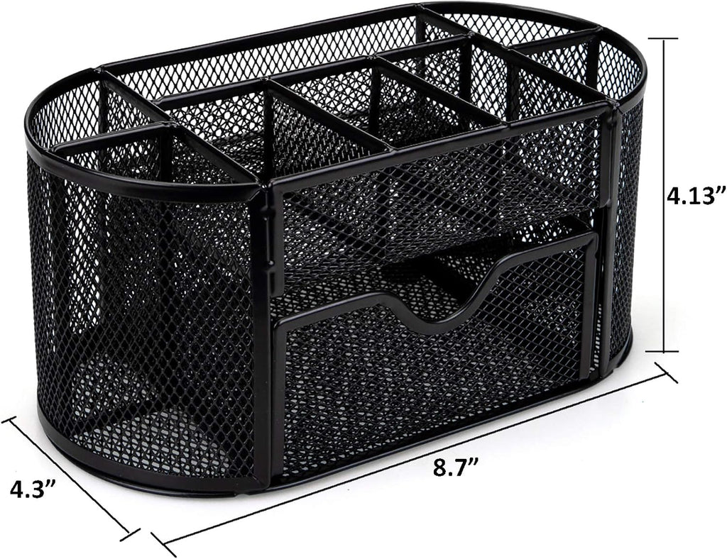 2 Pack 9 Compartments Mesh Desk Organizer with Drawer O124450