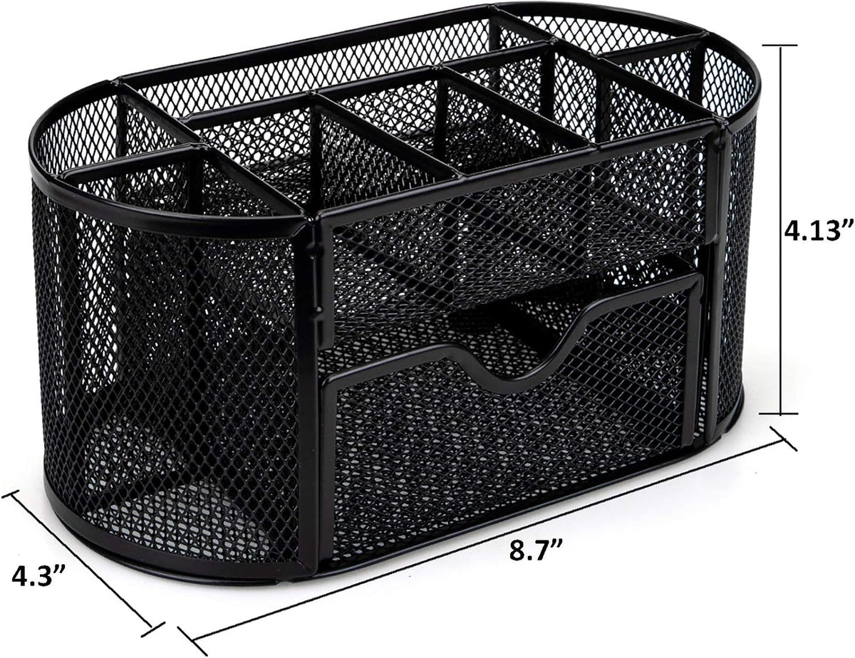 2 Pack 9 Compartments Mesh Desk Organizer with Drawer O124450