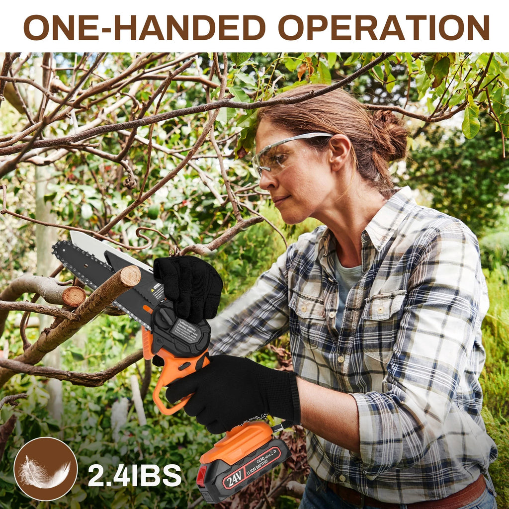 Battery Powered 6-inch Mini Chainsaw with 2 Batteries 2 Chains G1235