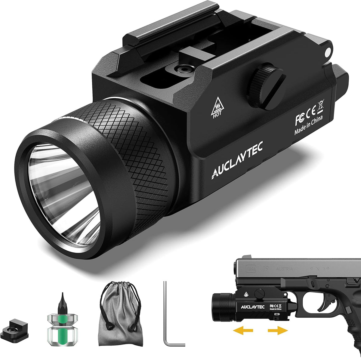 1200 Lumens Mounted Pistol Flashlight with Strobe Mode B658