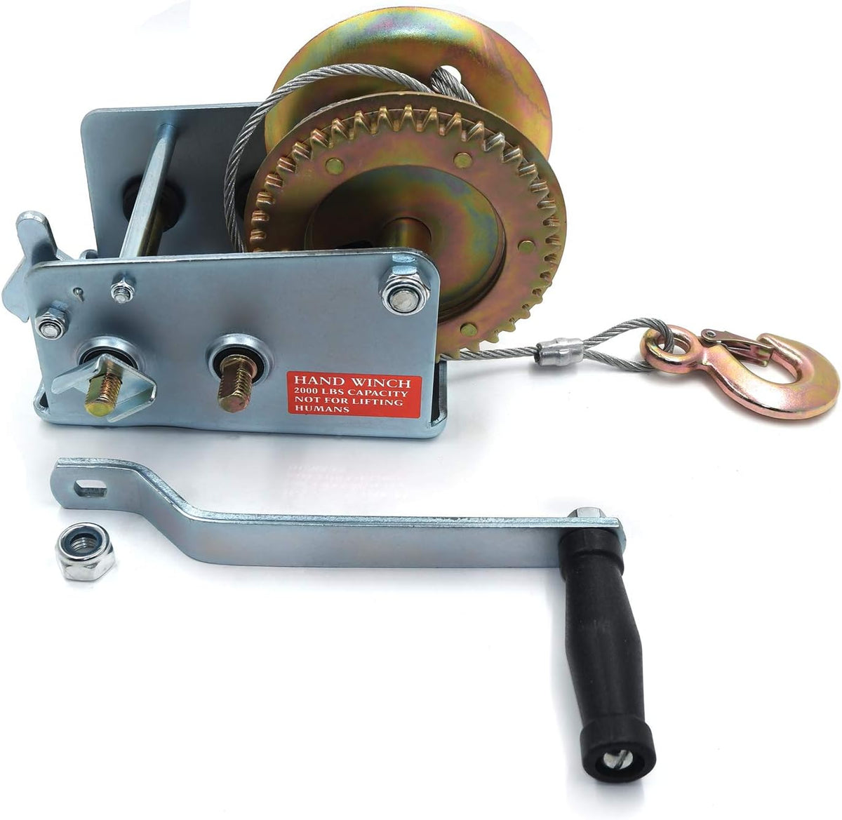 2000Lbs Dual Gear Hand Winch with 33FT Steel Cable Pack of 2 X914