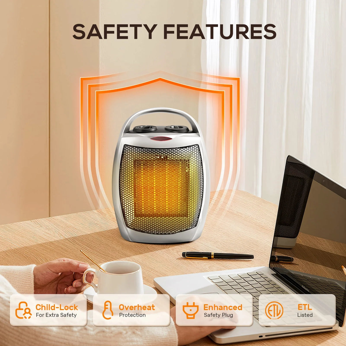 1500W/750W Ceramic Portable Space Heater with Thermostat H57677