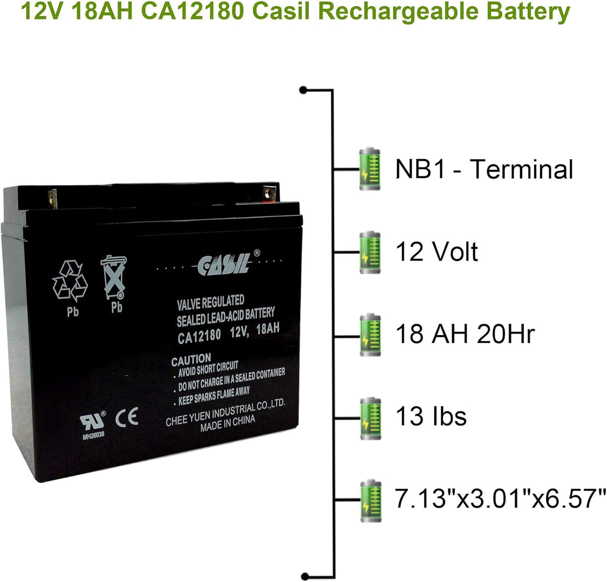 12v 18ah AGM Rechargeable Deep Cycle Battery Pack of 2 V36171