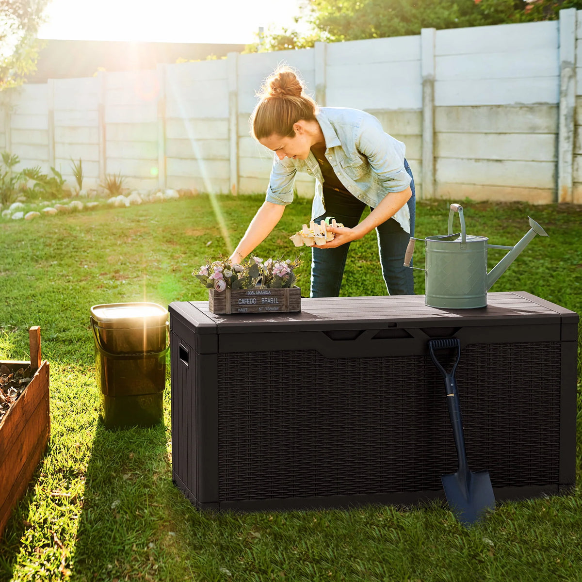 100 Gallon Black Plastic Resin Storage Box R201