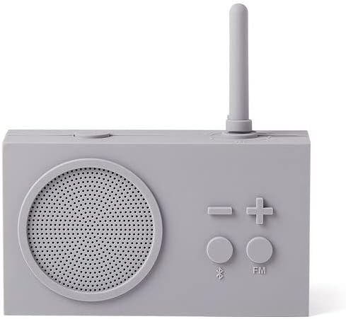 FM Radio Bluetooth Speaker 5W Splash Proof IPX4 20 Hours Silicone Rubber Case Grey L58959