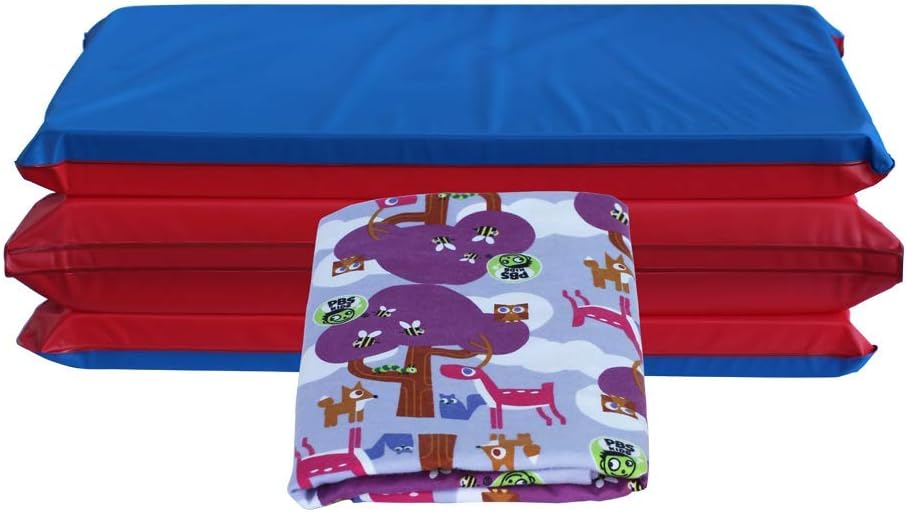 1.5 Inch Thick 4-Section Rest Mat Red Blue D734