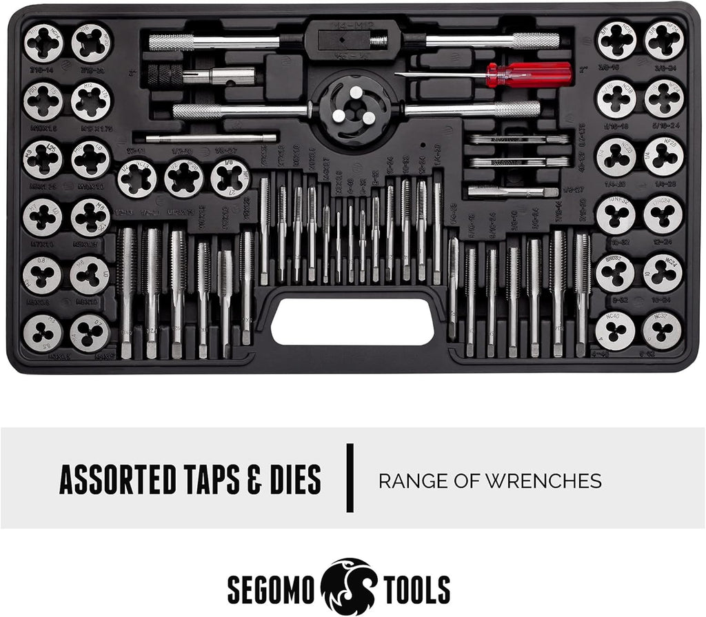 60 Piece Metric & SAE Tap & Die Tool Set with Storage Case Q756