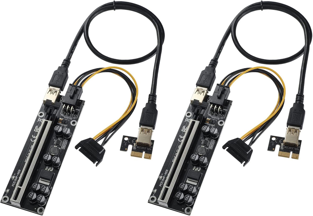 PCIE Riser with 6PIN SATA Power Cable and 60cm USB 3.0 Cable, 6 Pack E95975