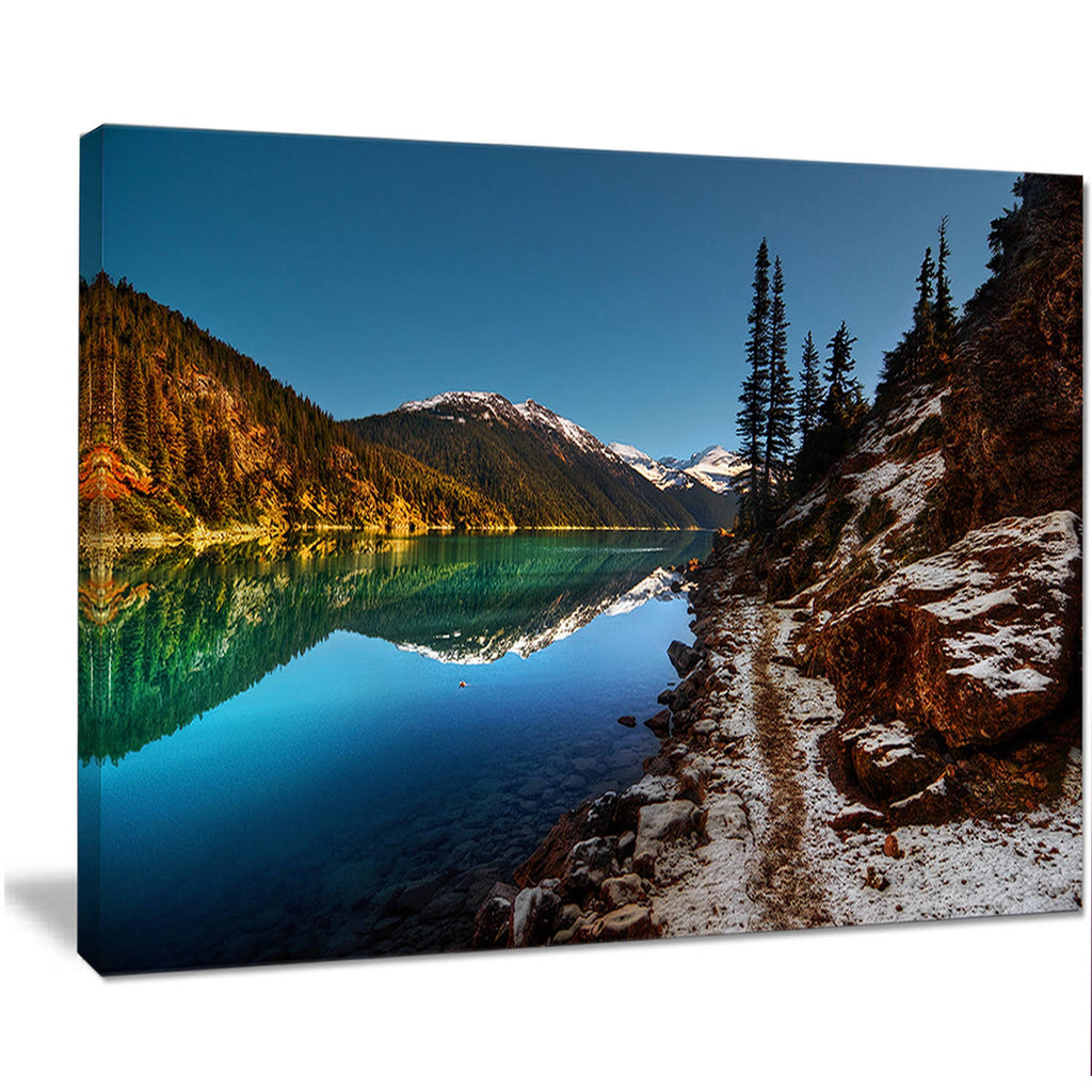 Blue Clear Lake with Mountains Canvas Art F774