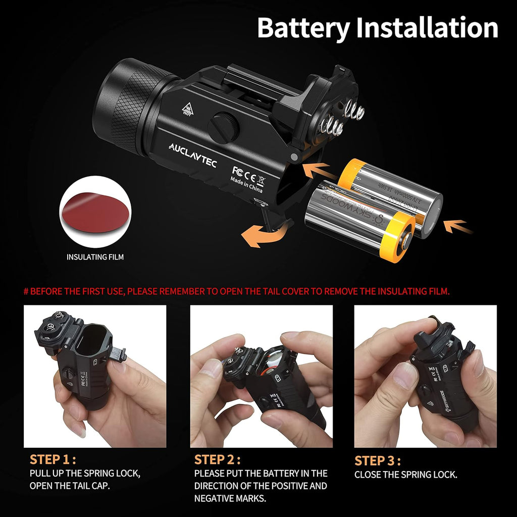 1200 Lumens Mounted Pistol Flashlight with Strobe Mode B658