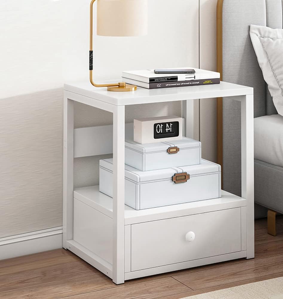 White Nightstand with Drawers D3292