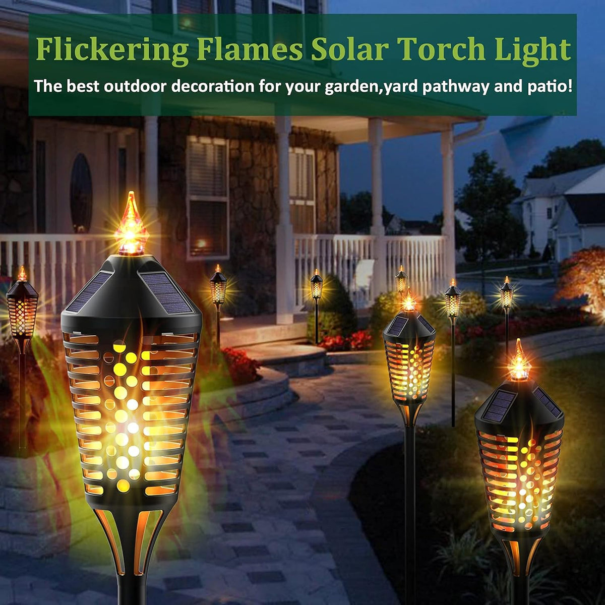 6 Pack Waterproof Outdoor Solar Torch Lights W9191