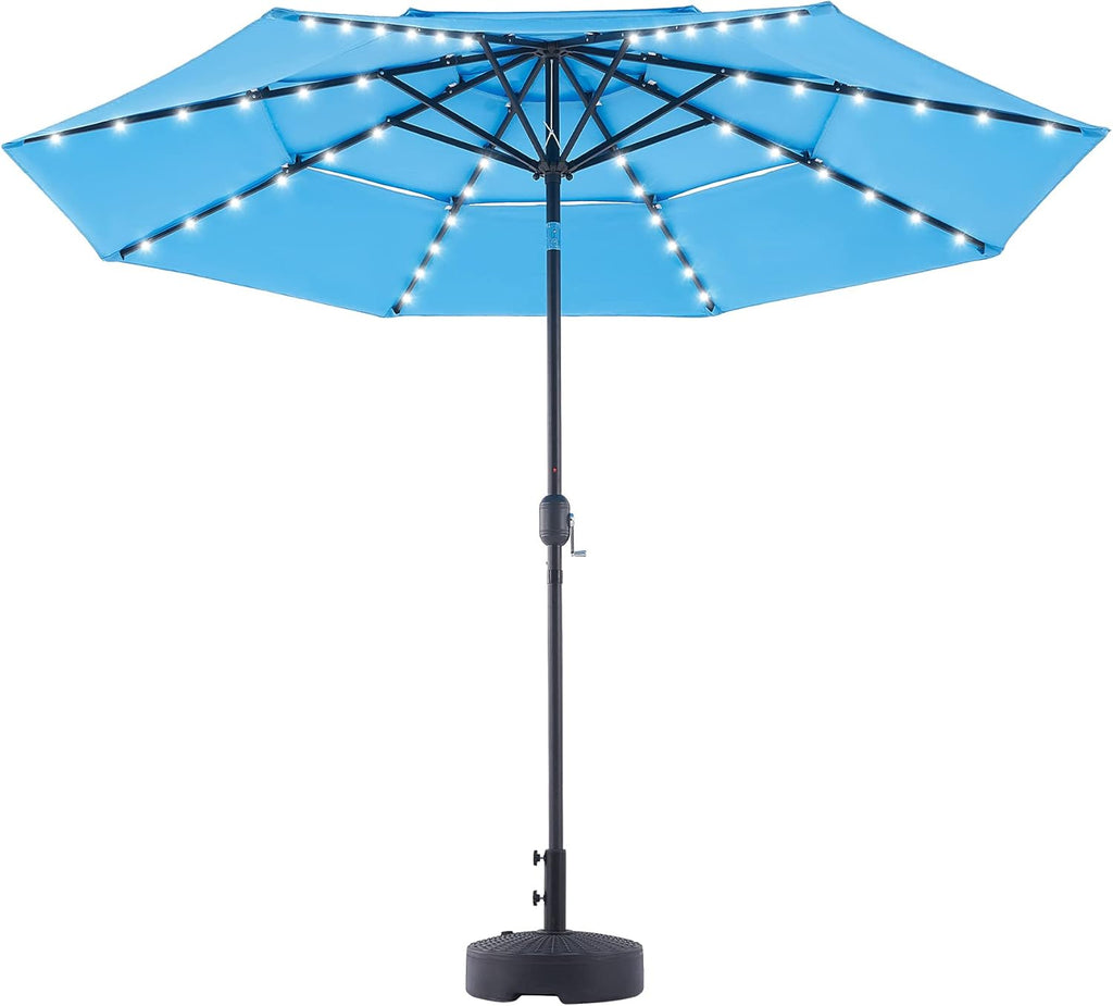 10' LED Solar Patio Umbrella with 30UPF Canopy C352419