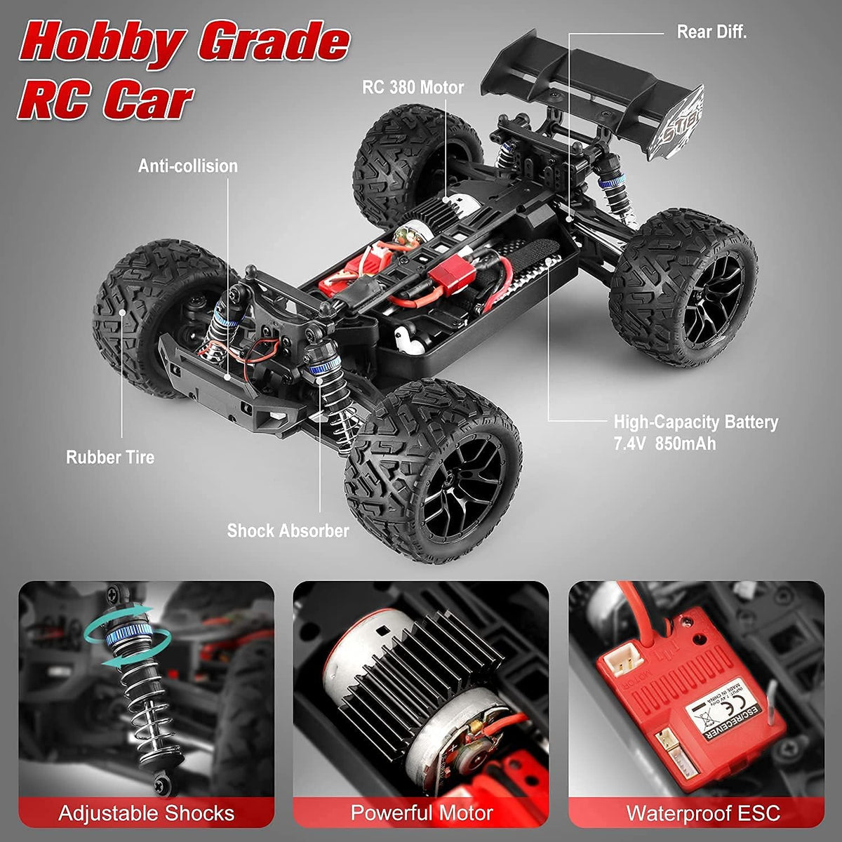 1:18 Scale 4WD Remote Control Truck with 2 Rechargeable Batteries R170