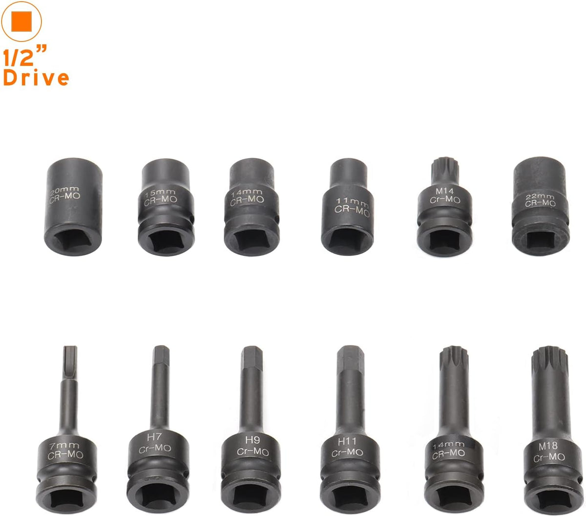12 Pc Impact Brake Caliper Socket Set 1/2 Square Drive O578