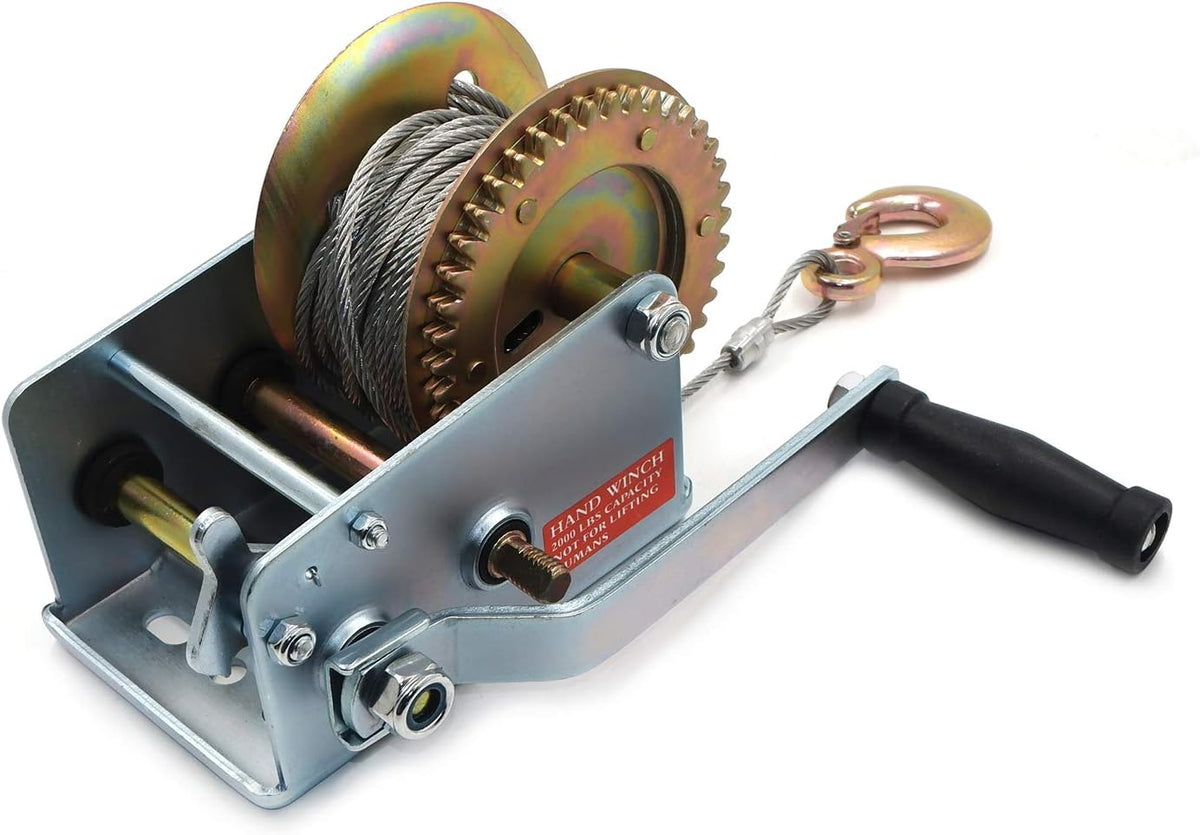 2000Lbs Dual Gear Hand Winch with 33FT Steel Cable Pack of 2 X914