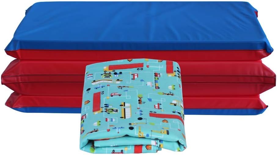1.5 Inch Thick 4-Section Rest Mat Red Blue D734
