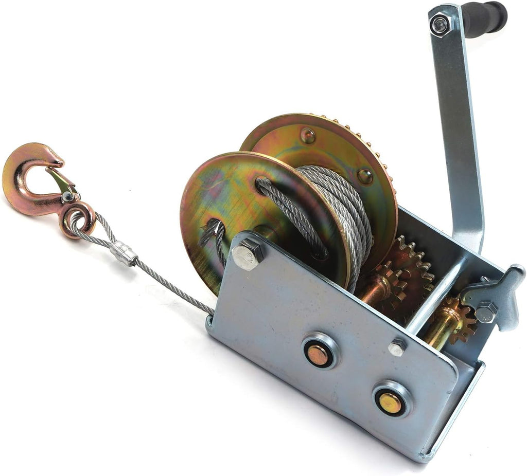 2000Lbs Dual Gear Hand Winch with 33FT Steel Cable Pack of 2 X914