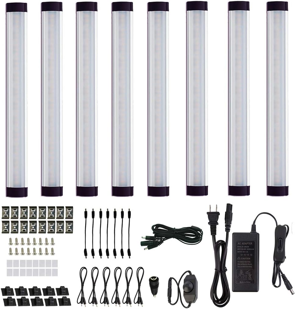 LED Under Cabinet Lighting Kit, Plug in Strip Lights with Dimmer Switch F74289