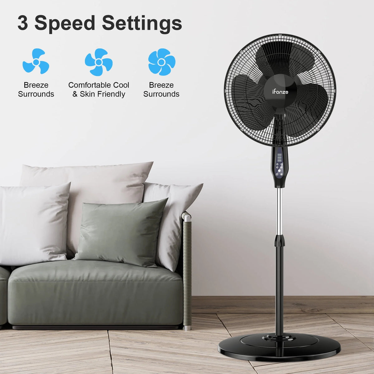 16'' Pedestal Oscillating Fan with Remote Control T214