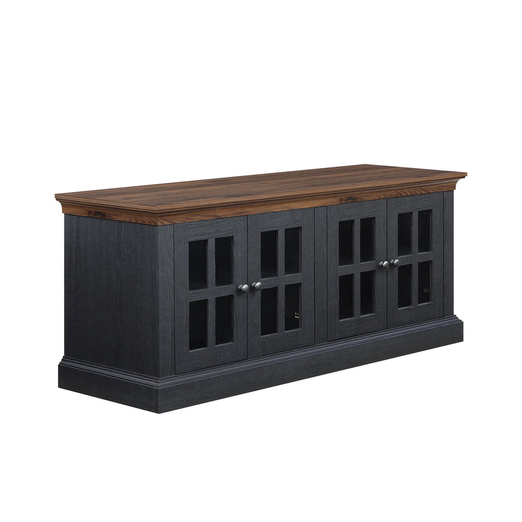 4-door TV Stand for TVs up to 85", White/Walnut Finish R39820
