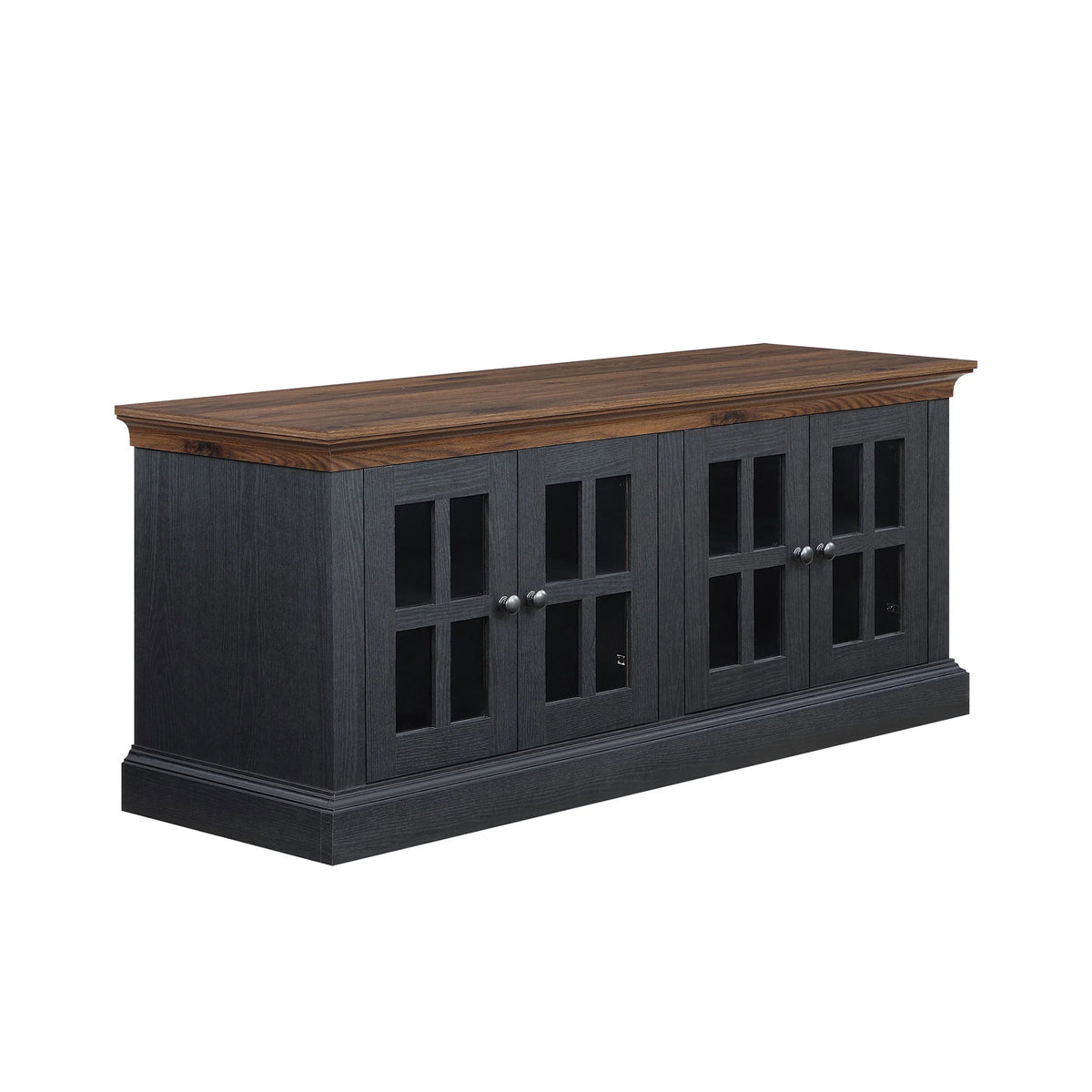 4-door TV Stand for TVs up to 85", White/Walnut Finish R39820