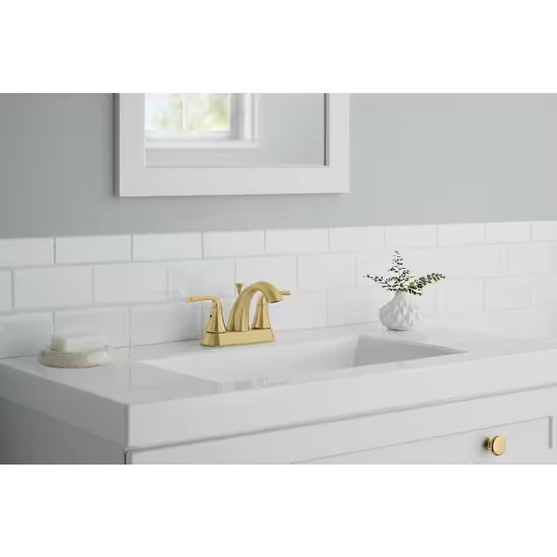 4 in. Centerset Double Handle High-Arc Bathroom Faucet Matte Gold B232293