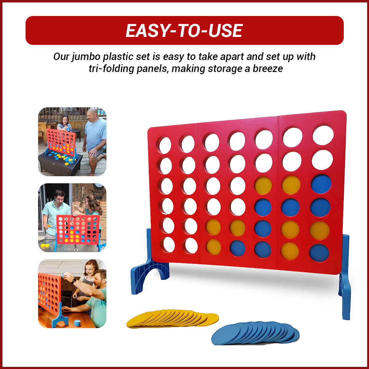 Giant 4 in-A-Row Outdoor Yard Game with Carrying Case P15911