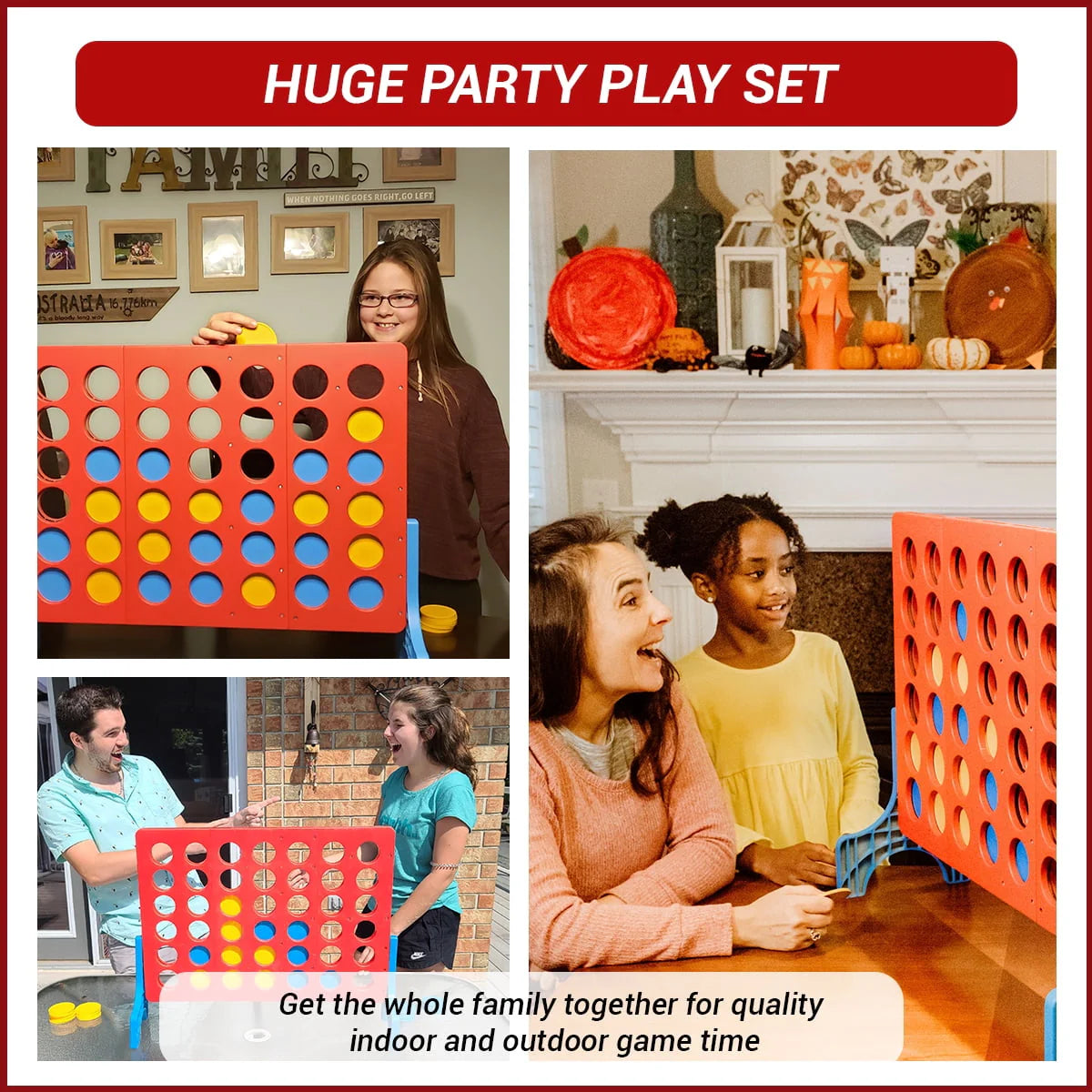 Giant 4 in-A-Row Outdoor Yard Game with Carrying Case P15911